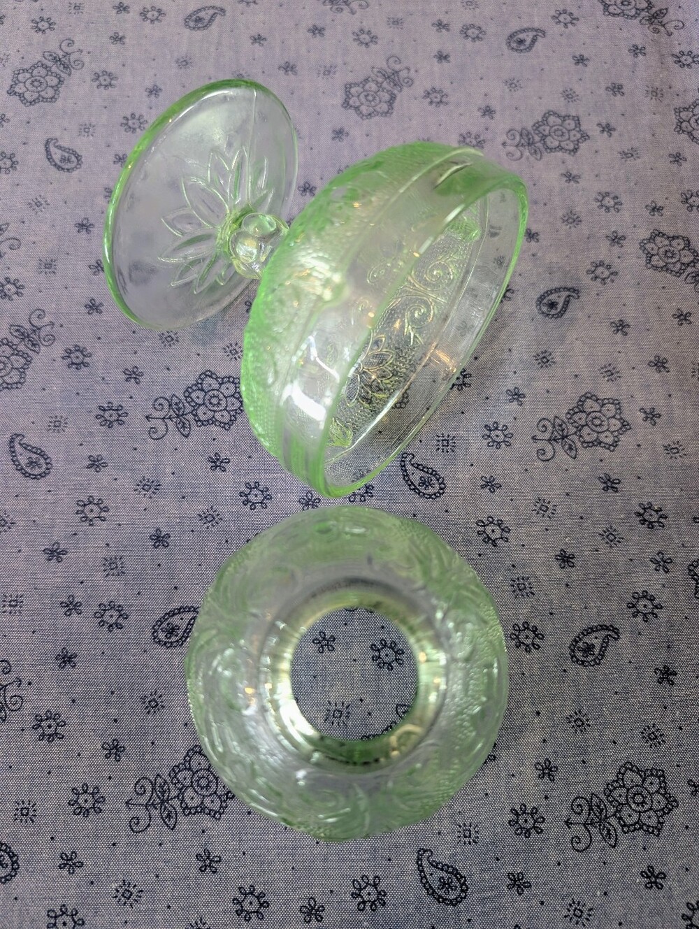 Vintage Indiana Glass Light Green Tiara Chantilly Fairy Lamp - Picture 8 of 9